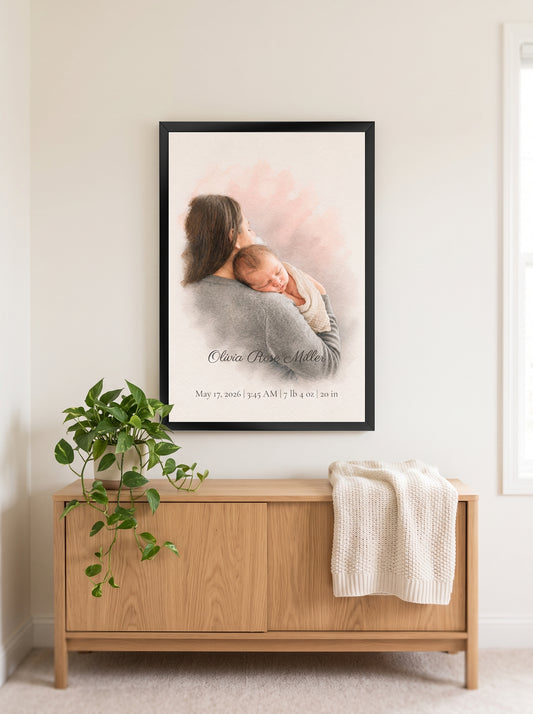 Newborn Watercolor Poster mockup