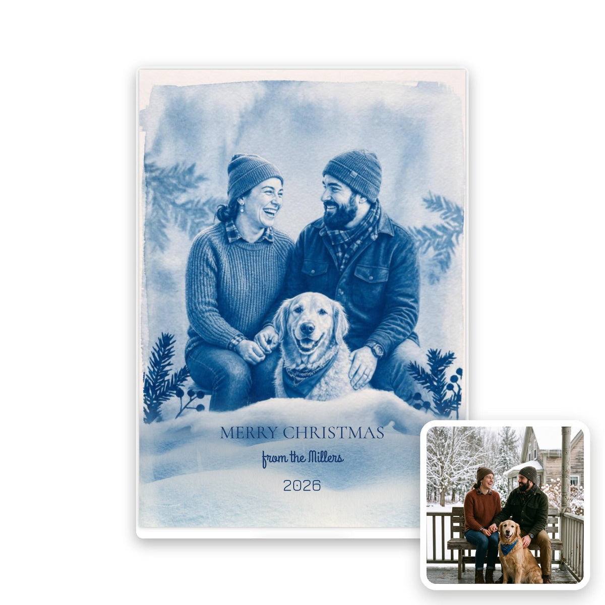 Christmas Cyanotype Card