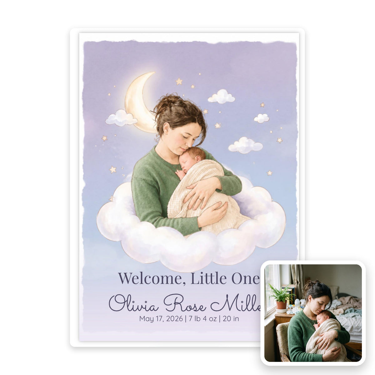 Baby Moon & Clouds Announcement
