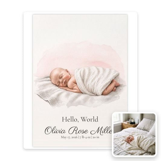Baby Watercolor Announcement