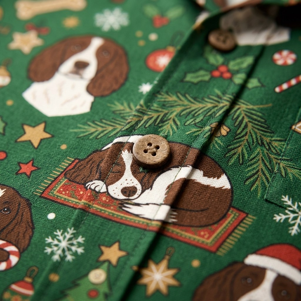 Hawaiian Shirt Christmas Dog detail