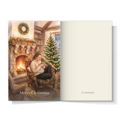 Christmas Watercolor Fireplace open