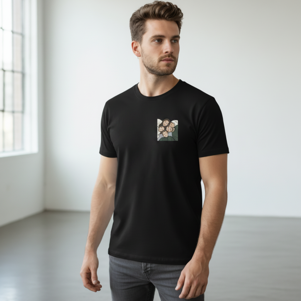 Pocket Cartoon Family T-shirt