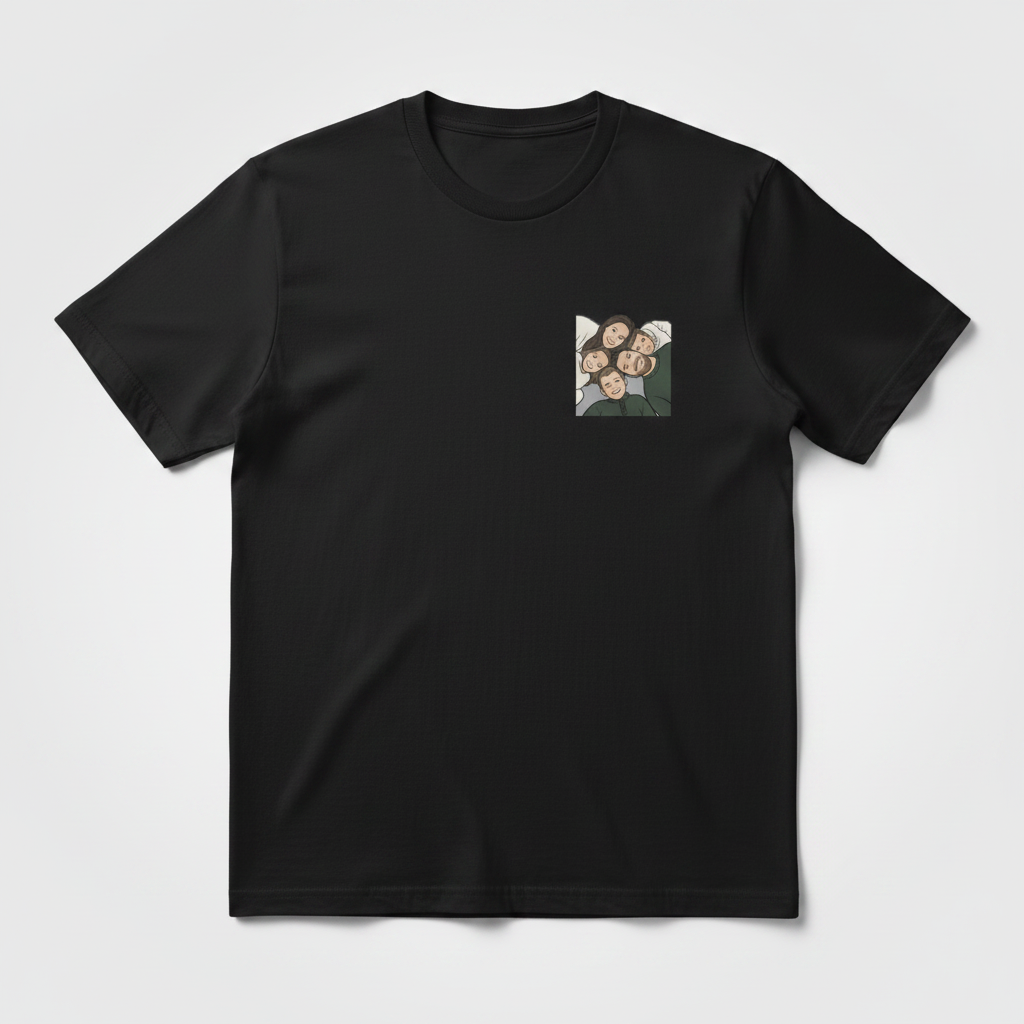 Pocket Cartoon Family T-shirt