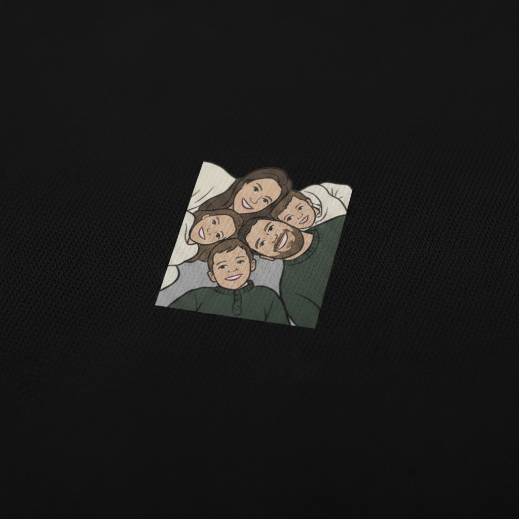Pocket Cartoon Family T-shirt