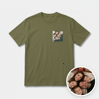 Pocket Cartoon Family T-shirt