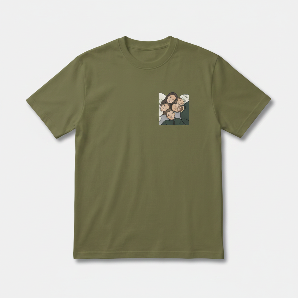 Pocket Cartoon Family T-shirt