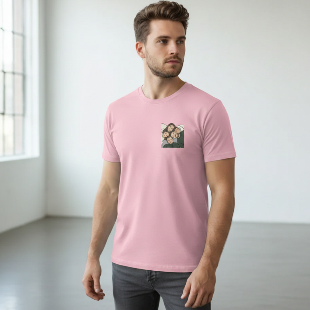 Pocket Cartoon Family T-shirt