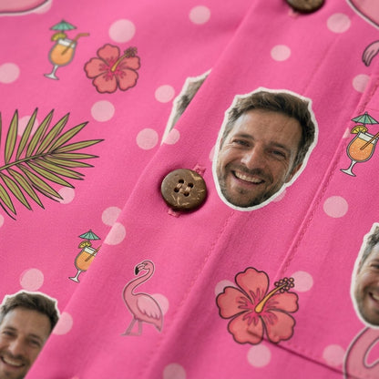 Hawaiian Shirt Flamingo Face detail