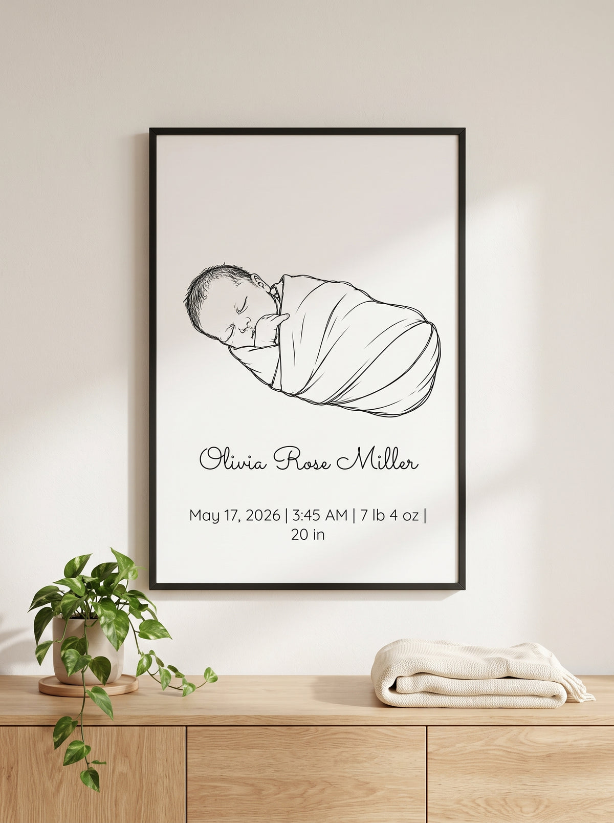 Newborn Line Art Poster mockup
