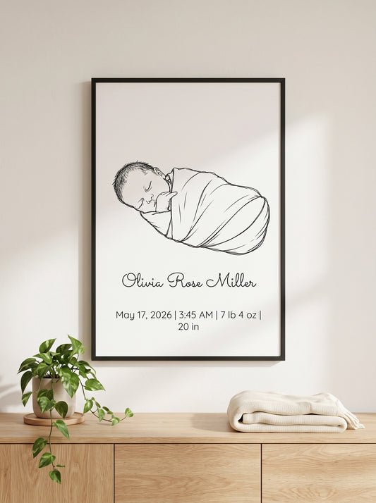 Newborn Line Art Poster mockup