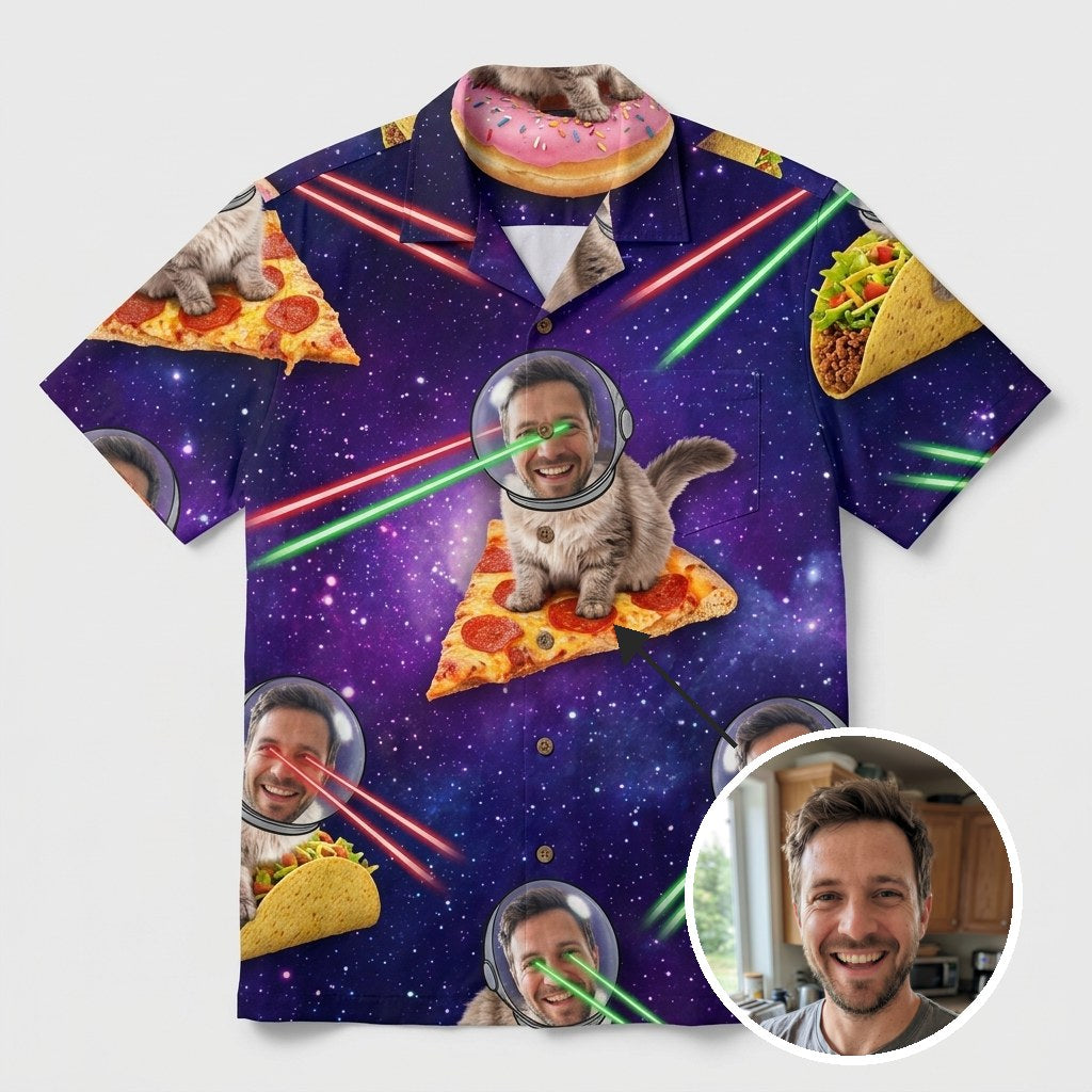 Hawaiian Shirt Space Cat Face marketing