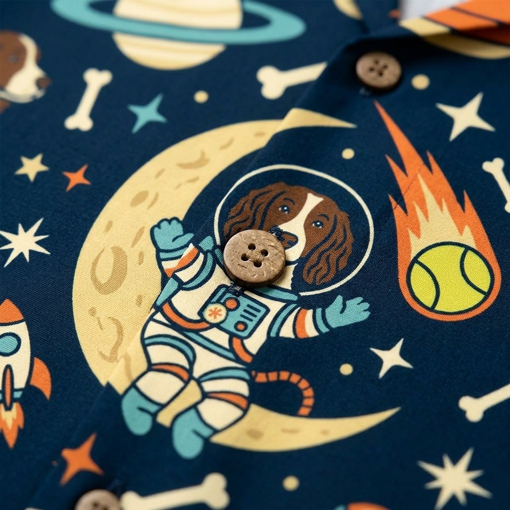Hawaiian Shirt Space Dog detail