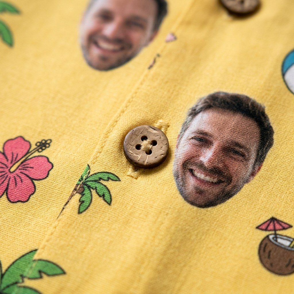 Hawaiian Shirt Surfer Face detail
